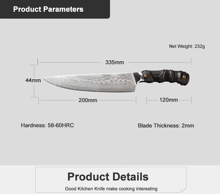 Нож шеф-повара Gyuto кухонный японский дамасский VG10 стальной нож с деревянной ручкой 8 дюймов разделочный нож филе рыбы нож для нарезки кулинарный нож 19