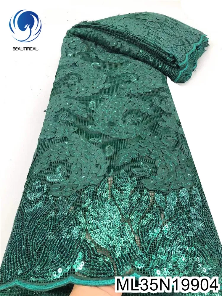 

Красивые блестки, французская сетчатая сетка, африканские кружева, 5 ярдов, вышивка, ткань, кружевные блестки, африканские кружева ML35N199