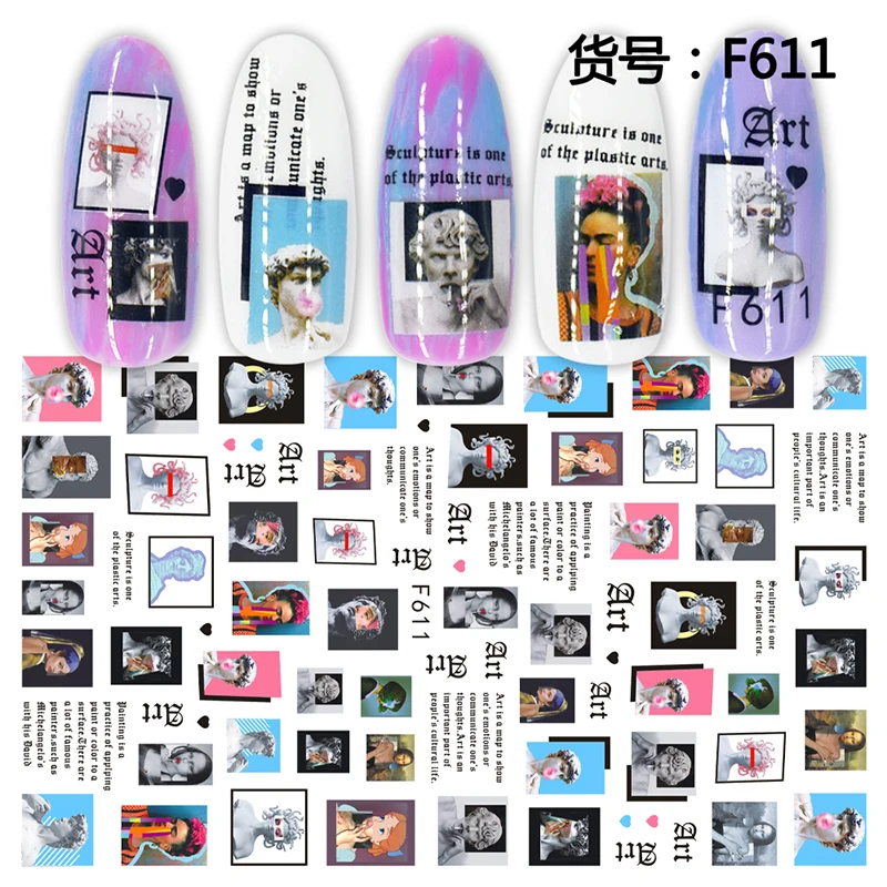 

Statue Woman Nail Sticker Design Water Decals for Nail Art Watermark Transfer Manicure Decoration Accessories Manicure Tattoos D