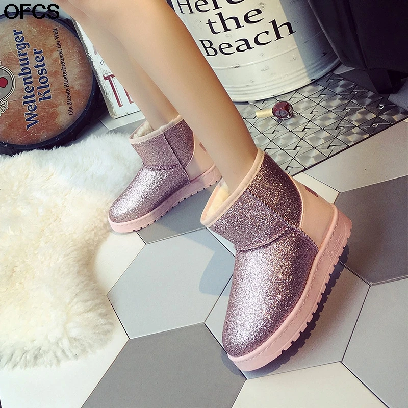 

2020 Winter Women Snow Boots New Waterproof Crystal Bright Cotton Women Boots Winter Warmer Women Boots Women Warm Shoes