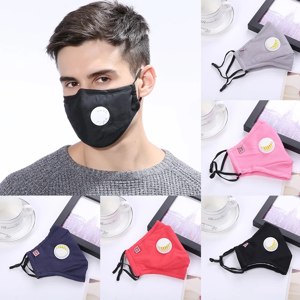

PM2.5 маска, респиратор от пыли, моющиеся многоразовые маски, анти загрязнение, хлопок, унисекс, дыхательный клапан, угольный фильтр, маска для ...