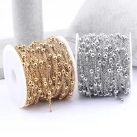 10metersroll 3mm ball beaded stainless steel gold jewelry chains for necklace bracelets making diy earrings supplies