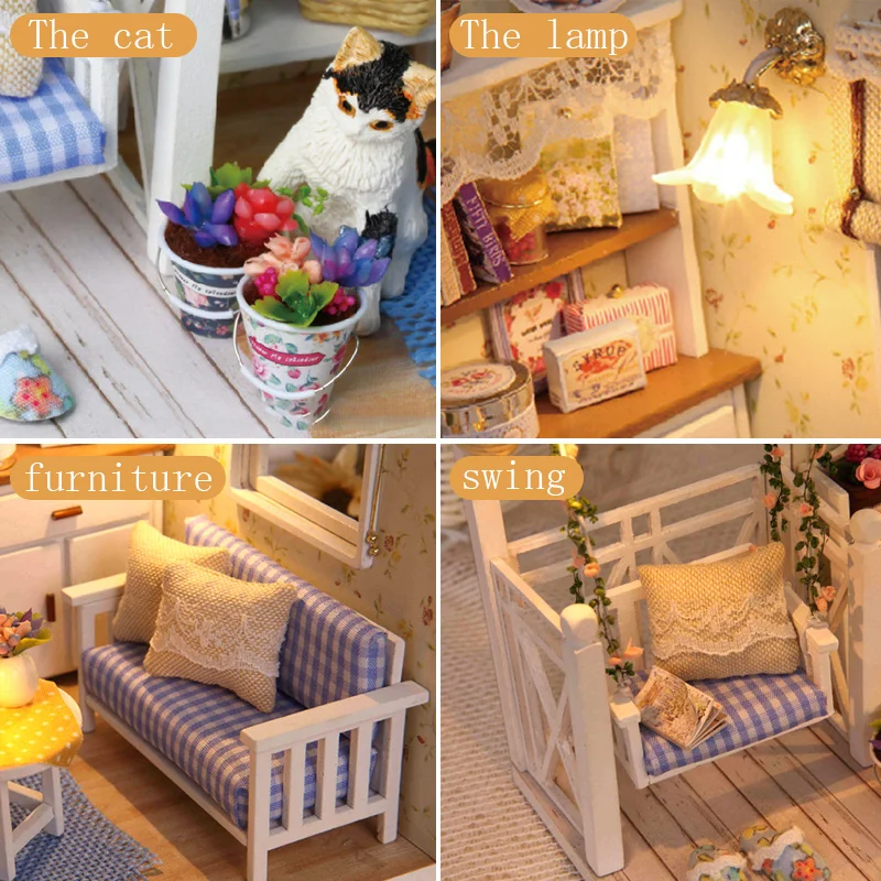 Дети DIY кукольный дом мебель Diy Миниатюрный 3D Деревянный миниатюрный кукольный домик игрушки для детей подарки на день рождения Каса дневник котенка