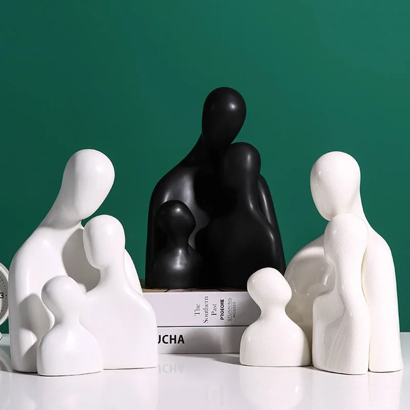 

Happiness Family Of Three Character Sculpture Home Living Room Decoration Ornament Ceramic Figurines Bedisde Decoration Crafts