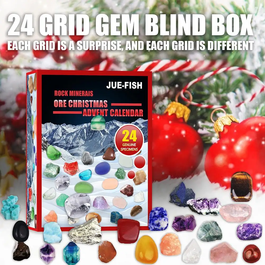 

Christmas Advent Calendar Toy 24 Days Countdown Calendar Christmas Ore Toys Mineral Gift Box Toys Educational Toy Gift for Kids