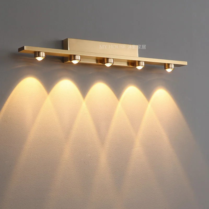 

All-bronze mirror front lamp modern minimalist entrance hall bathroom toilet dressing table mirror cabinet lamp