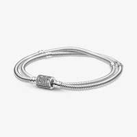 new gift jewelry bucket buckle double circle snake bone chain bracelet sterling silver beaded diy original pandora designer char
