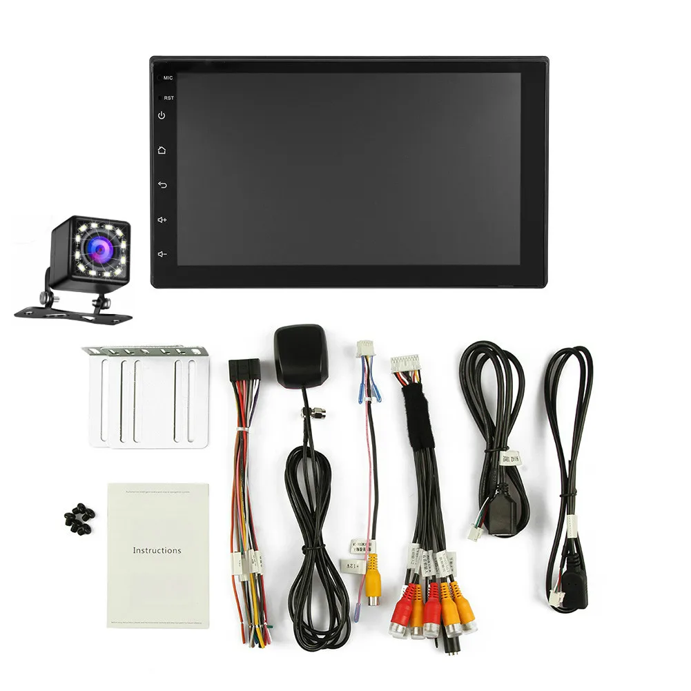 with12led camera Android 8,1 автомобильный Радио Стерео gps навигация Bluetooth wifi Универсальный " 2din мультимедийный плеер DVR рекордер - Цвет: with12led camera