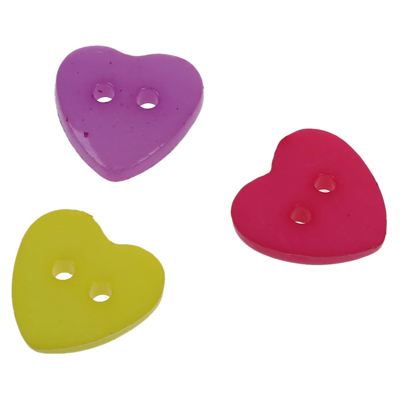 100X пластиковые пуговицы с двумя отверстиями в форме сердца для шитья | Дом и сад