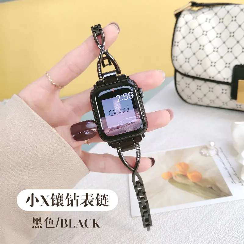 

Slim Strap+Case For Apple Watch SE/6/5/4/3/2/1 Diamond Band ladies Bracelet 38mm/42mm/40mm/44mm stainless steel band for iwatch