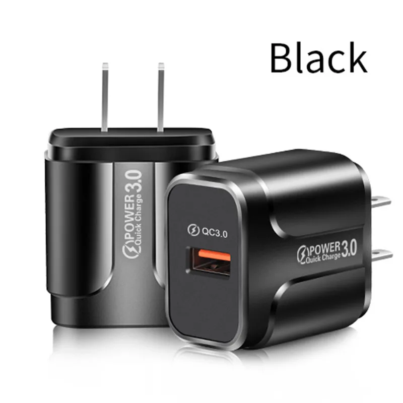 US Plug Black USLION USB зарядное устройство Quick Charge 3,0 EU US Plug быстрое настенное зарядное устройство для iPhone 7 8 samsung S7 S8 S10 Note 5 8 зарядное устройство для мобильного телефона s - Тип штекера: US Plug Black