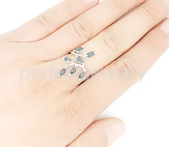 Natural sapphire ring 925 sterling silver 0.13ct*7pcs gems Real natural Leaf style For men or women #C15112301 | Украшения и