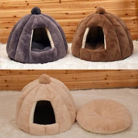 2021 deep sleep comfort in winter cat bed little mat basket for cats house semi closed pets tent cozy cave cat beds indoor