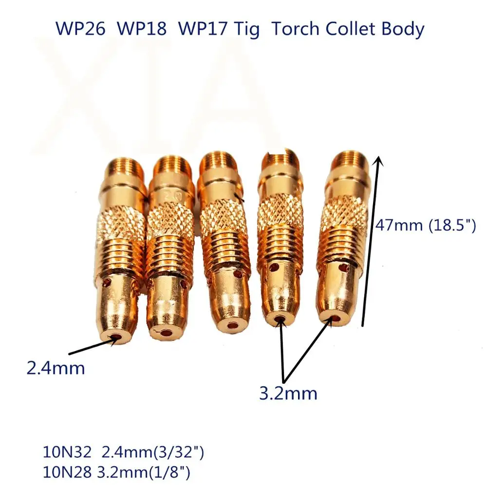 Tig сварочный фонарь цанговые тела 10N32 2 4 мм (3/32 ") 10N28 3 (1/8") шт./pk для WP17 WP18 WP26 |