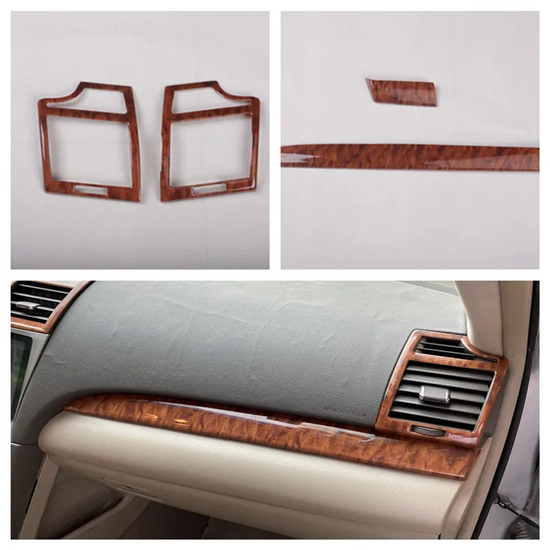 

For Toyota Camry 2006- 2011 Wooden Color Interior Dashboard Trim Air Vent Cover Decoration Car Accessories