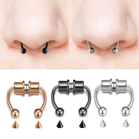 fashion unisex nose ring reusable alloy fake magnetic horseshoe non piercing hoop for party bars birthday wedding gifts