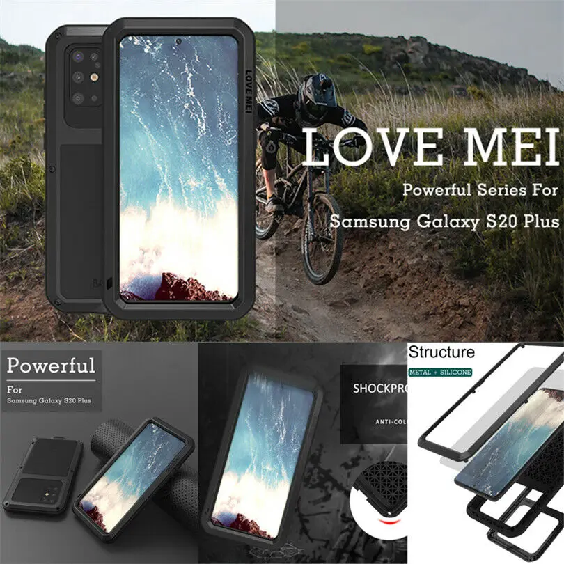 Роскошный металлический алюминиевый чехол для Samsung Galaxy S20 Ultra LOVE MEI Armor Shock Case S10 LITE