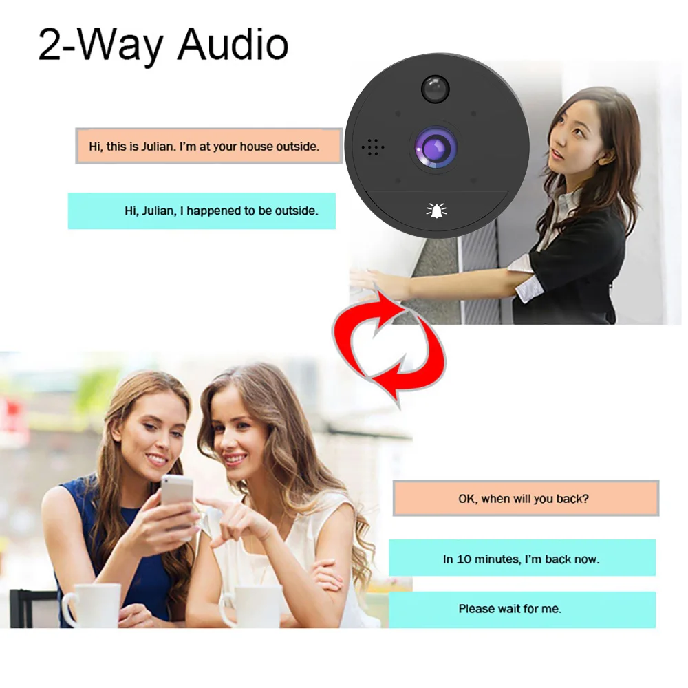 Дверной глазок VIDEW 4 3 дюйма Tuya видеодомофон с дверным звонком Wi Fi функцией ночного