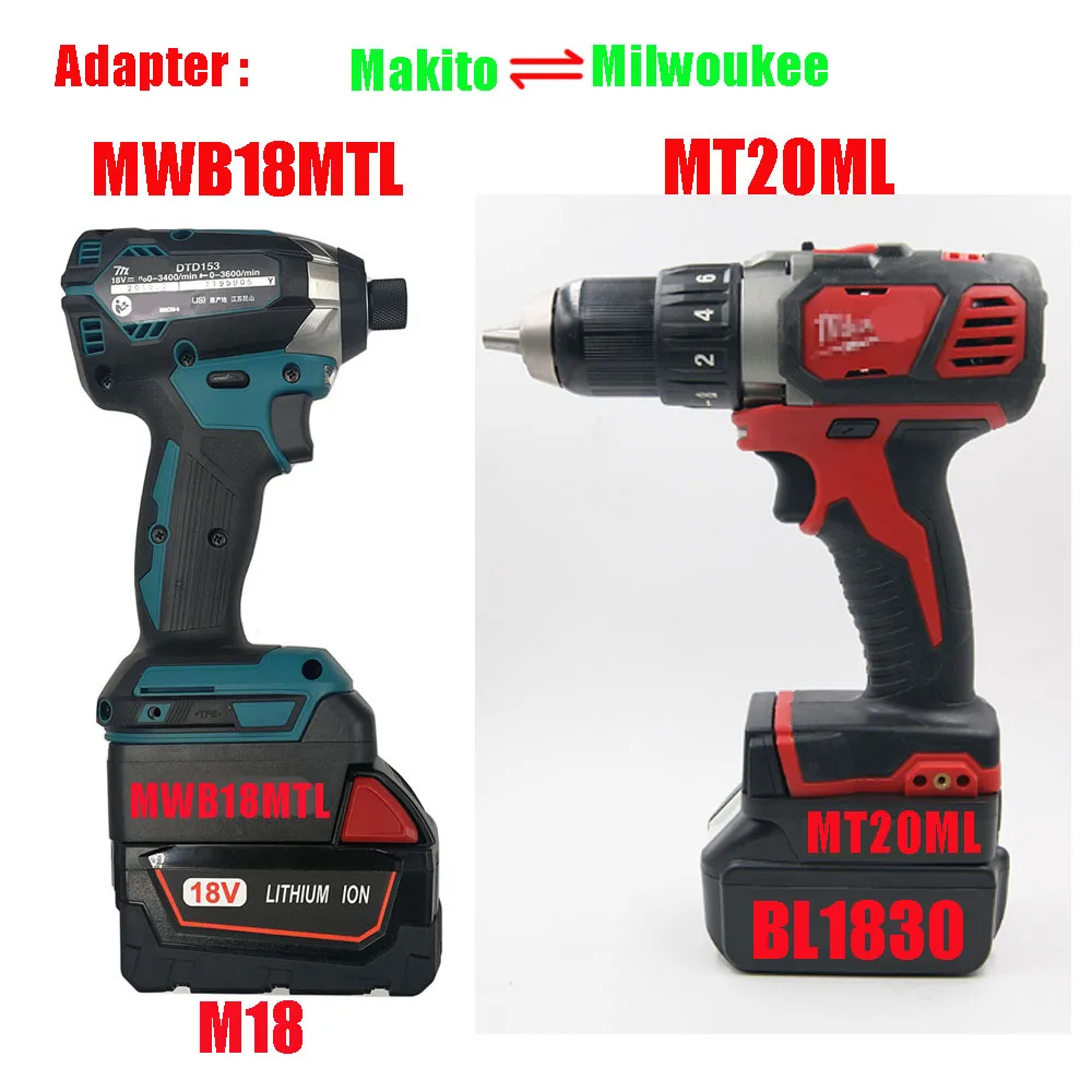 

Electric Power Tool Adapter Converter MWB18MTL( Mliwaukee battery to Makita Tool) MT20ML ( Makita Battery to Milwaukee Tool)