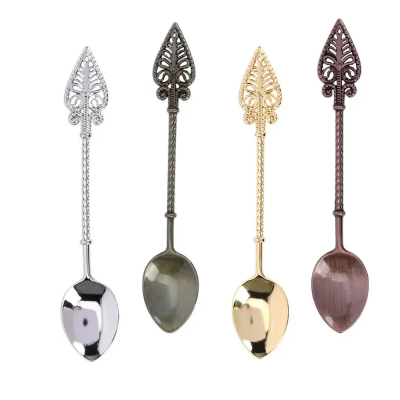 

Retro Coffee Spoon Mini Sugar Tea Dessert Scoop Multifunction Cake Ice Cream Alloy Teaspoon Carving Heart Shaped Tableware