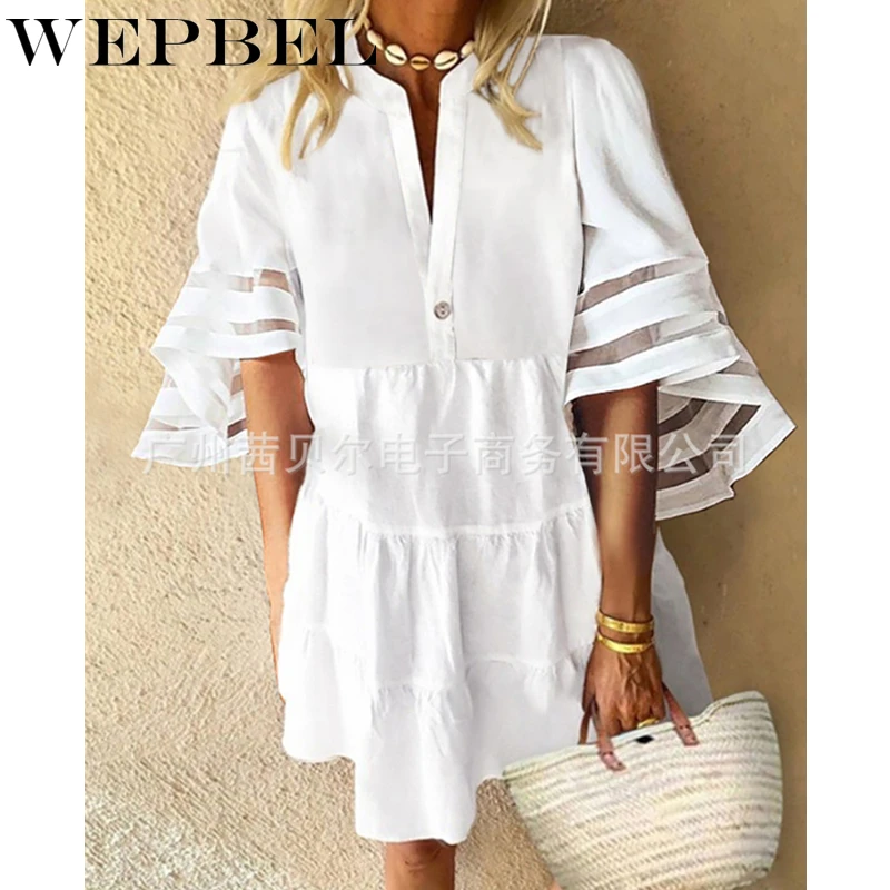 WEPBEL женское летнее Сетчатое лоскутное мини платье повседневное короткое с