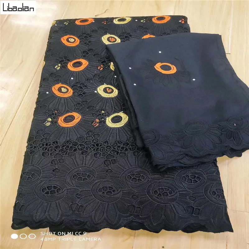 

5+2yards Swiss lace fabric 2020 Latest Yellow Dry lace embroidery African 100% cotton fabrics Swiss voile lace Dubai style k27-9