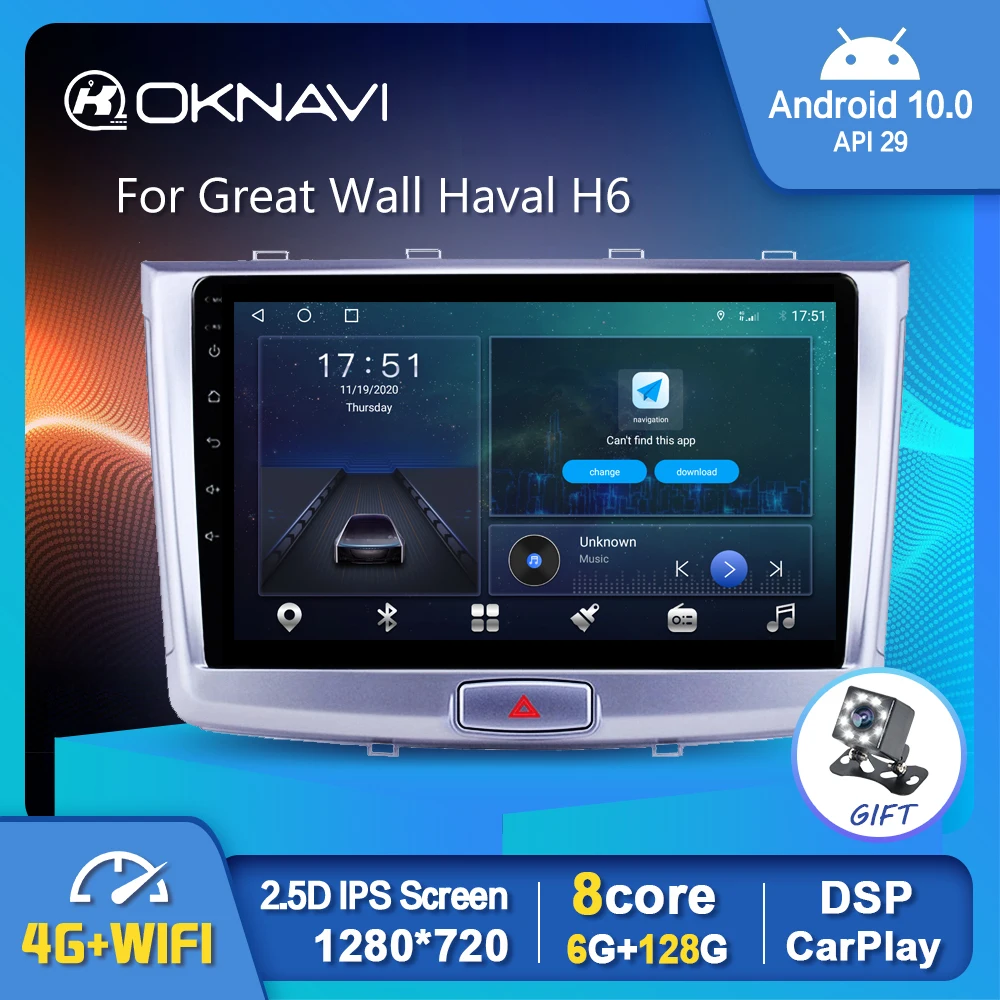 

Android 10.0 Car Radio For Great Wall Haval H6 2016 2017 2018 GPS Multimedia Stereo Auto Player Carplay Stereo OBD BT 6G 128G
