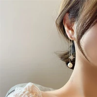 zdmxjl 2021 new womens earrings fine simple long pearl star tassels earrings for women girl party jewelry gifts drop shipping