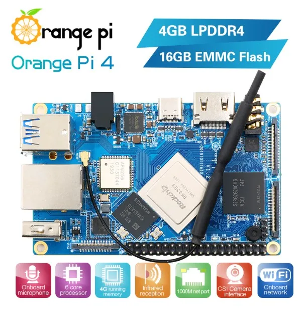Orange Pi 4 Гб DDR4 + 16 EMMC Rockchip RK3399 Dual coreCortex A72 четырехъядерный Cortex A53 Поддержка Android