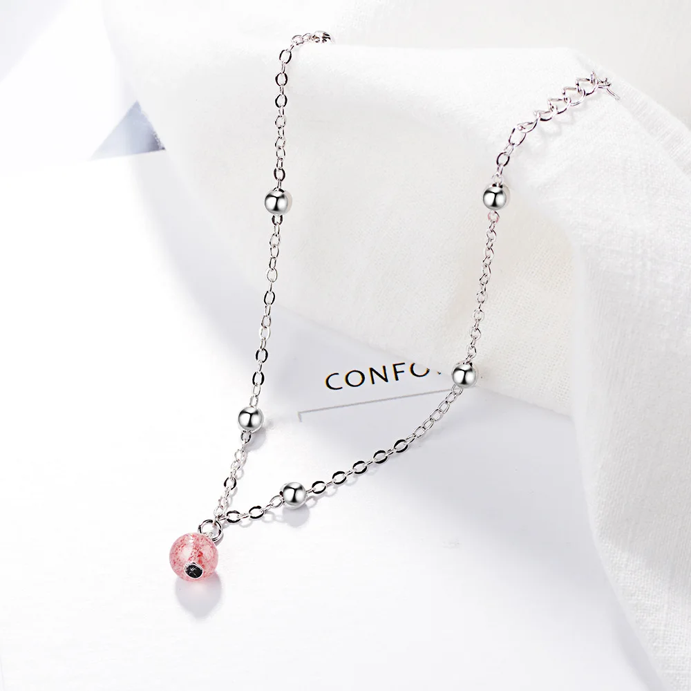 Простой модный браслет с натуральным клубничным кристаллом для женщин и девушек