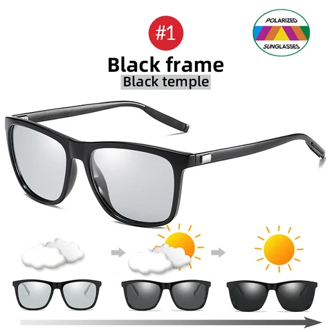 Солнцезащитные очки VIVIBEE с фотохромными поляризационными линзами, классические квадратные, меняющие цвет, в серой оправе, зеркальные очки
