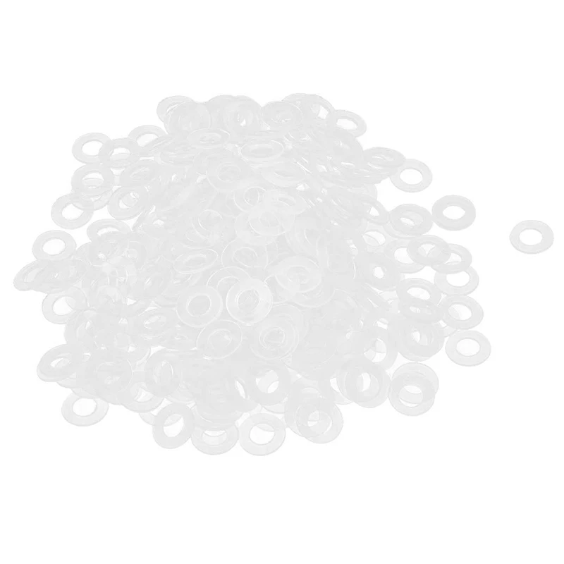 200 pcs M3 x 6mm x 0.5mm plastic round flat washer seal ring clear