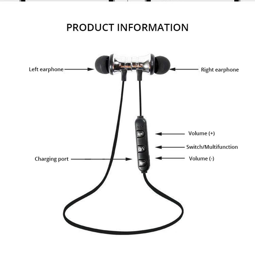 Магнитный дизайн шейным Bluetooth наушники беспроводные наушники стерео наушники шумоподавление Гарнитура микрофон с зарядным кабелем