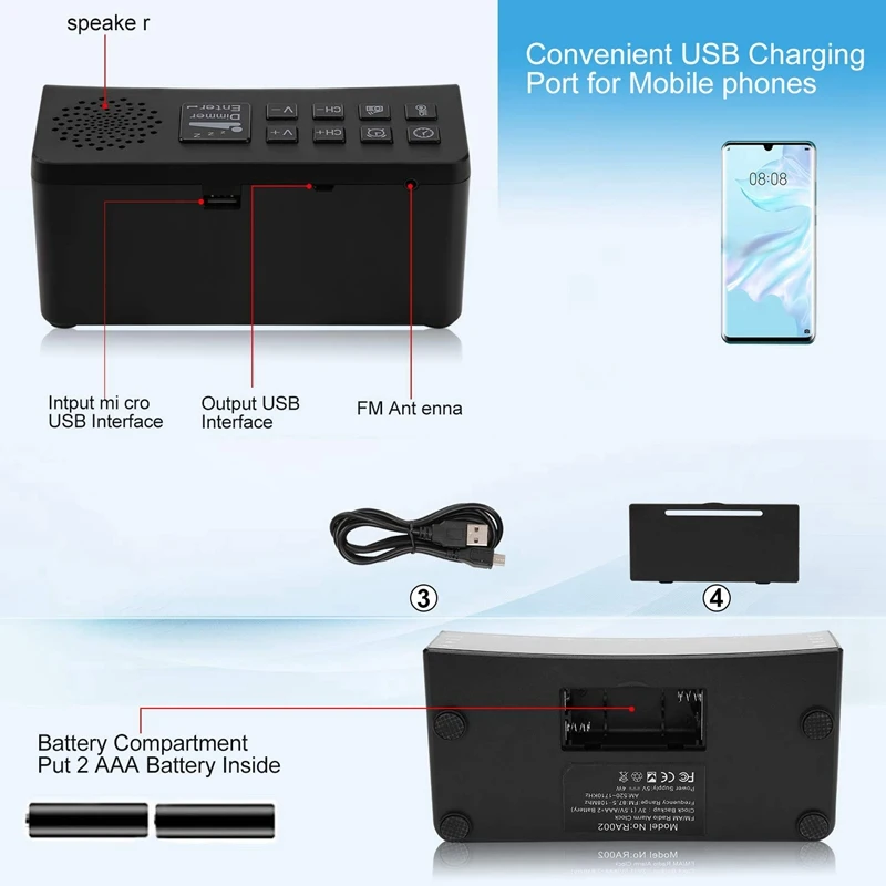 Alarm Clock for Heavy Sleepers Radio with FM AM USB Charger Bedrooms Slee | Дом и сад