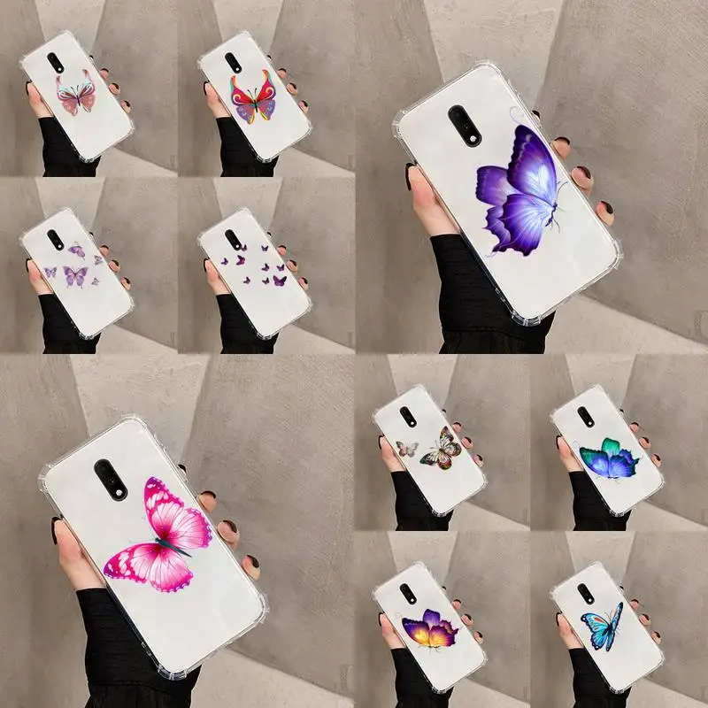 

Beauty Butterfly Phone Case Transparent For OnePlus MEIZU MEITU M 7 8 9 16 17 T PRO XS moible bag
