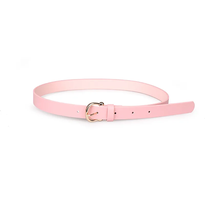 Black Pink PU Leather Belts Thin Skinny Waistband Adjustable Leather Belt Sweetness Women Female Belts For Dress BY11