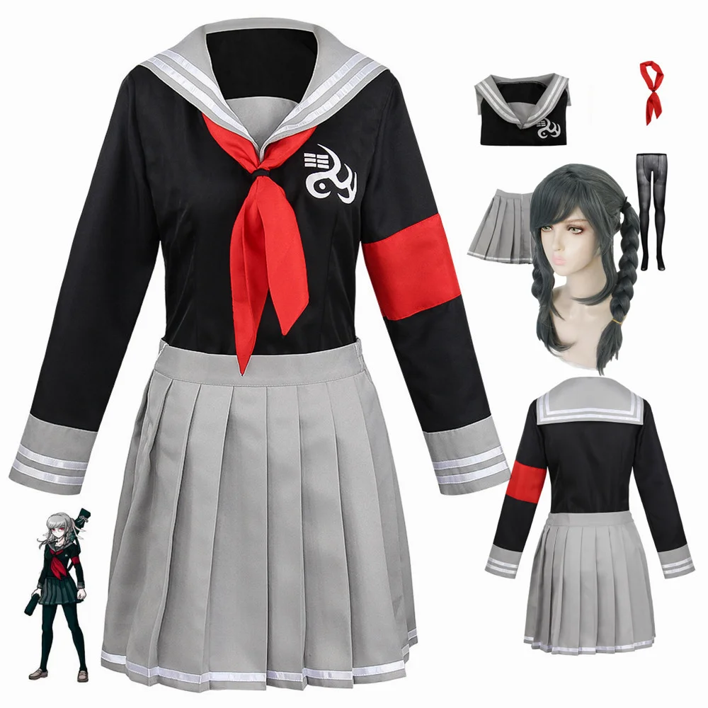 

Anime Japanese School Girls Uniform Dresses Peko Pekoyama Danganronpa Cosplay Costume