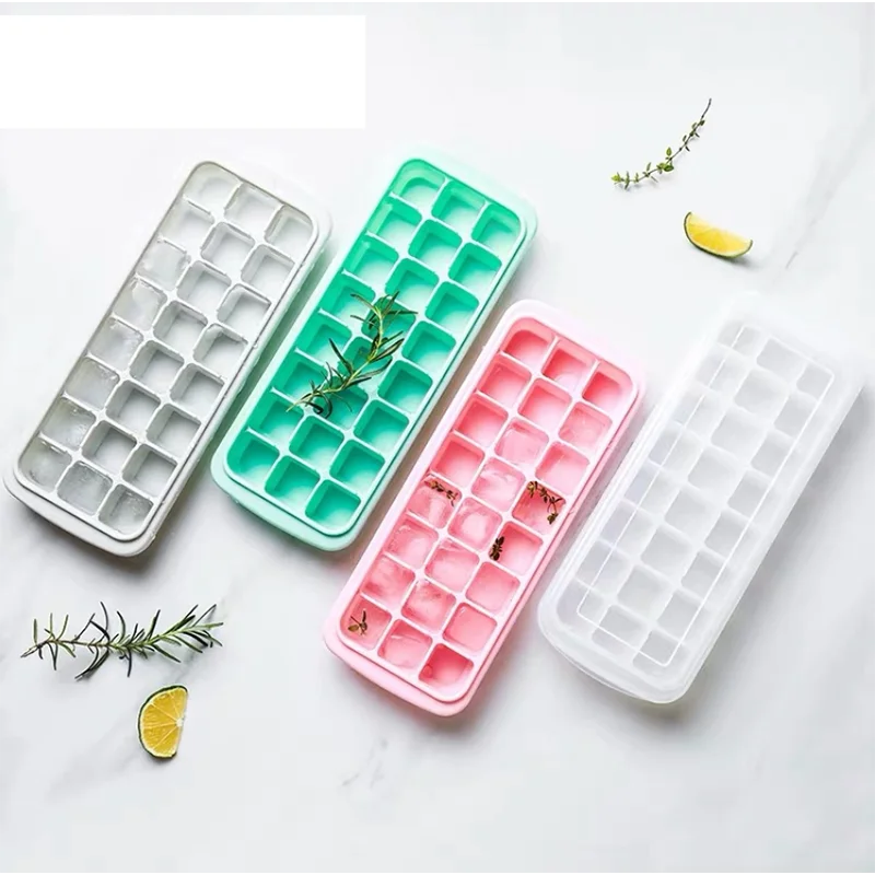 

24 Lattice Square Silica Gel Ice Box with Cover Ice Cube Mould Creative Baby Supplementary Food Freezing Box Ice Cube Maker