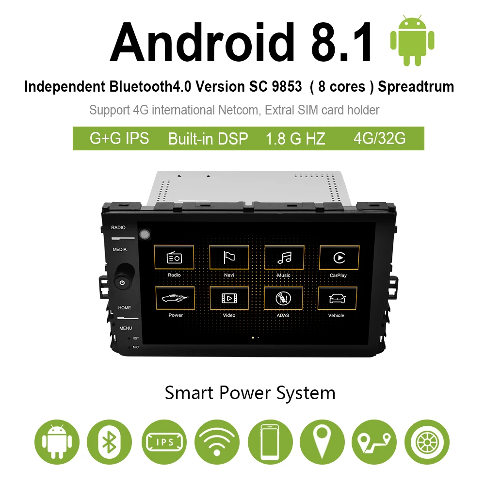 Автомобильный мультимедийный видео dvd-плеер android 8,1 2G/32G gps bluetooth для Volkswagen для VW Passat CC/golf6 2011 polo/caddy/Scirocco