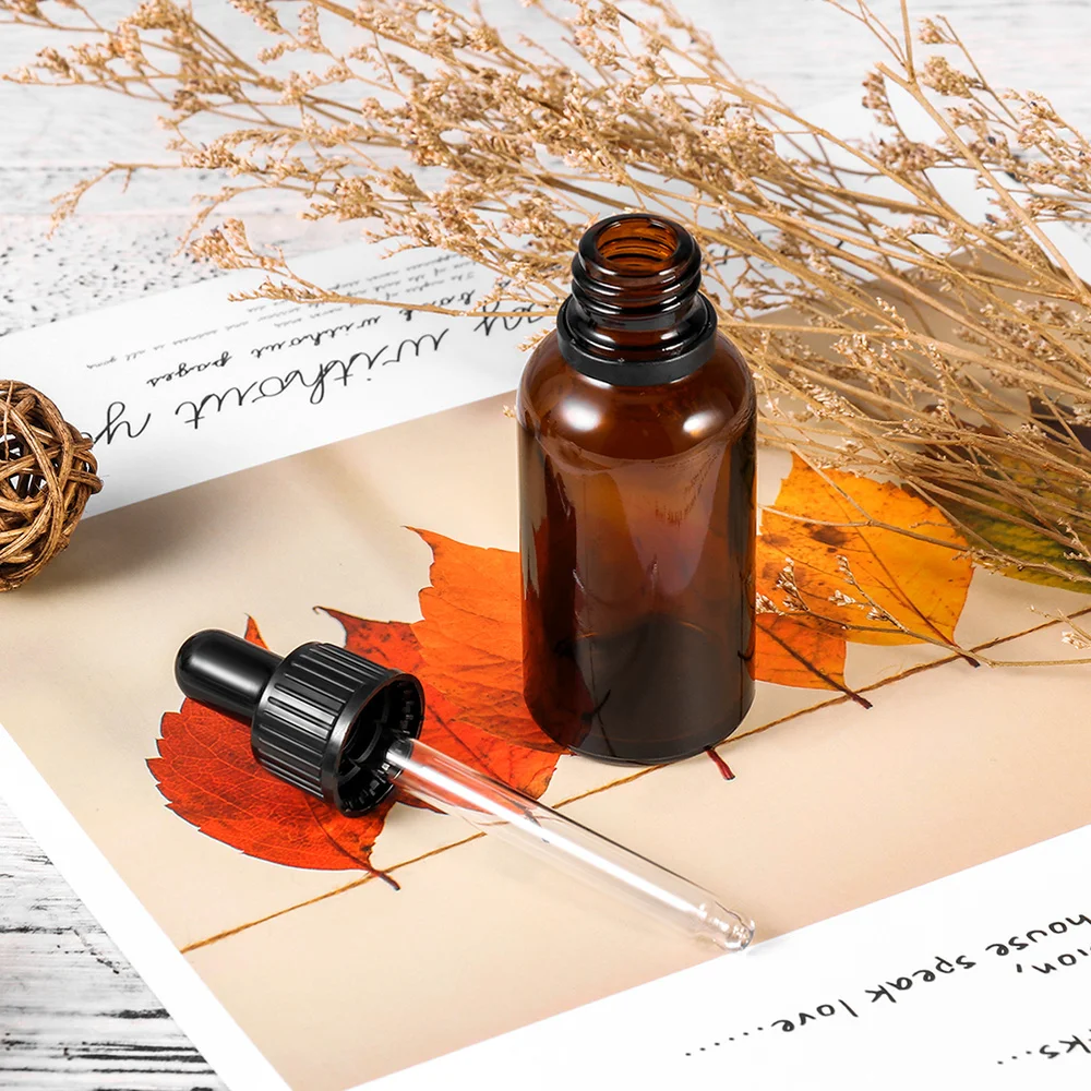 

Pack 30 Refillable Empty Amber Bottle with Dropper and Cap DIY Blends Supplies Tool Accessories Essential Oil Perfume Aroma