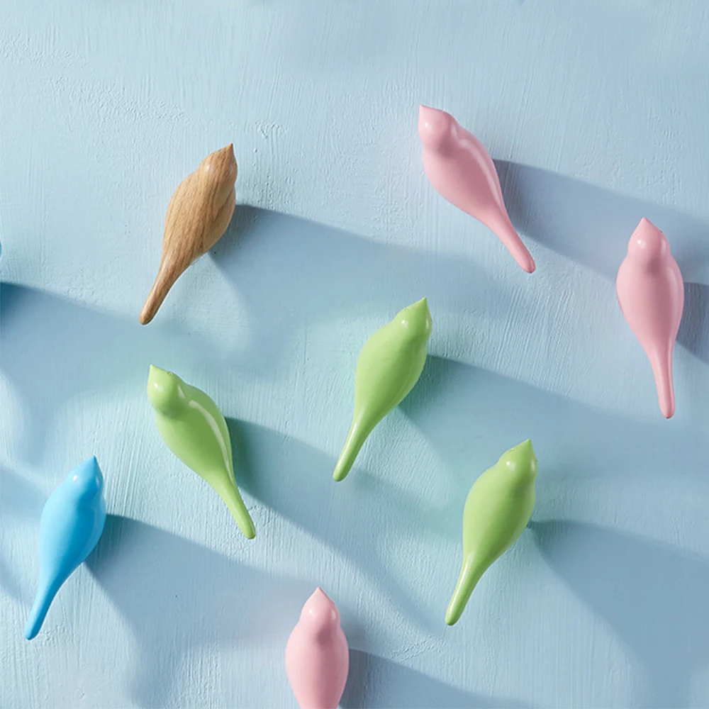 2 шт. креативные крючки с птицами из смолы для спальни двери животные пальто шляпа