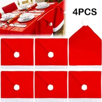 4pcs red christmas chair cover xmas dining room party oranments merry chrismas happy new year home party decor supplies