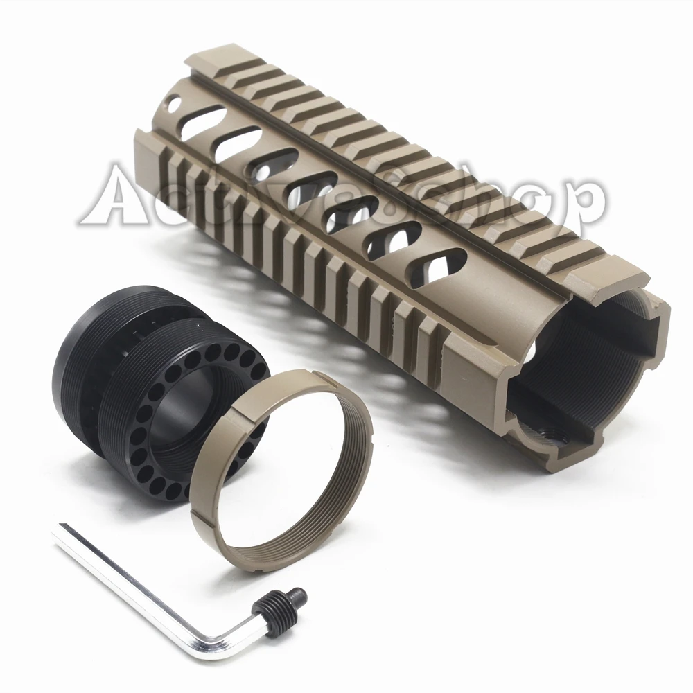 Tan 7/10/12/15 ''свободный поплавок Handguard Keymod с наклонным отверстием Quad Rail Mount AR .223/5.56