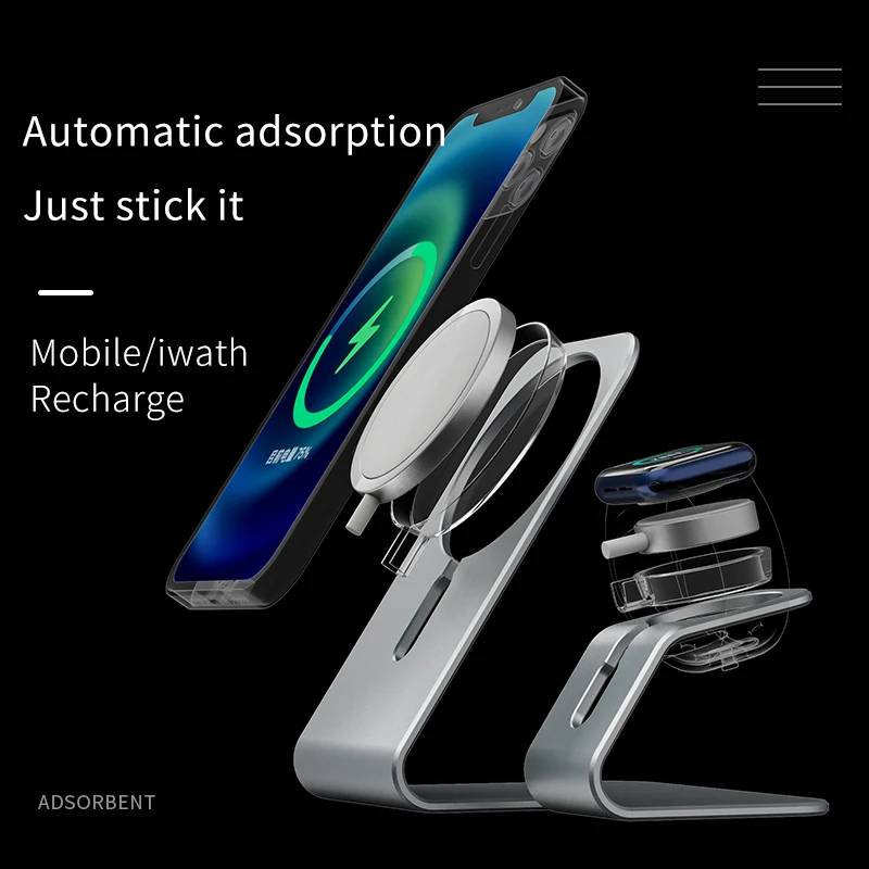 gtwin 2 in 1 magnetic wireless charger stand for iphone fast charging for apple watch iwatch for iphone 12 pro mini phone holder free global shipping