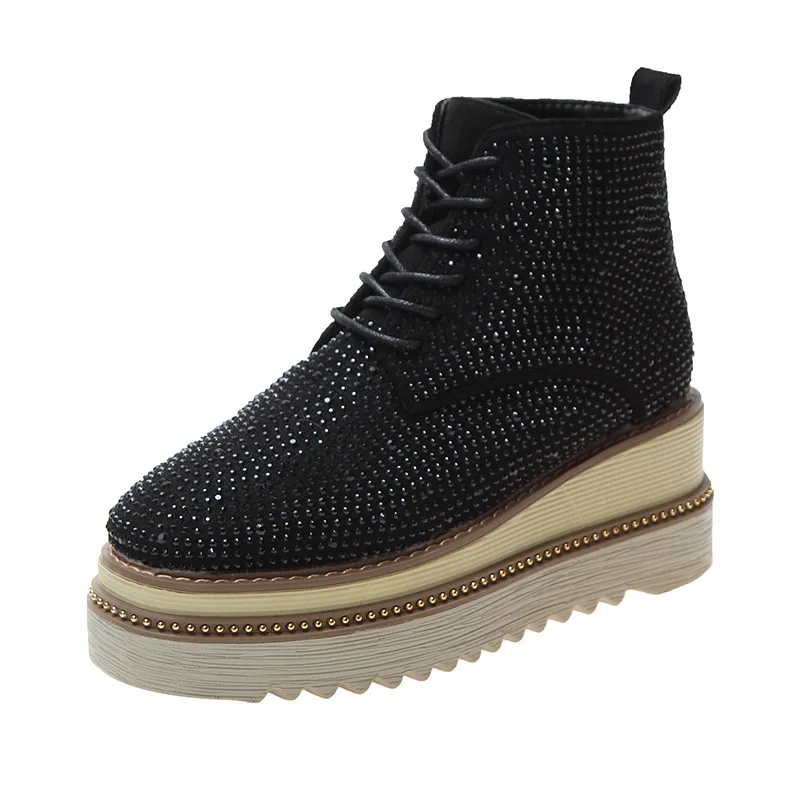 Women Leather Shoes High-top Vulcanized Crystal Sewed Rhinestone Hot Sale Girls Beautiful Sneakers New Designs N10-21 | Обувь