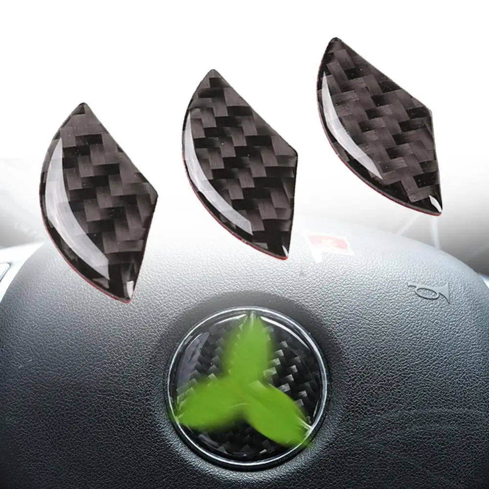 

3Pcs Carbon Fiber Car Steering Wheel Logo Stickers Decals Trim Auto Accessory