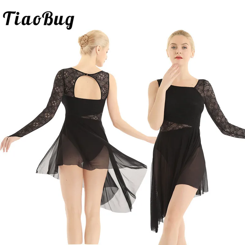 TiaoBug ассиметричные костюмы для лирических танцев с одним длинным рукавом