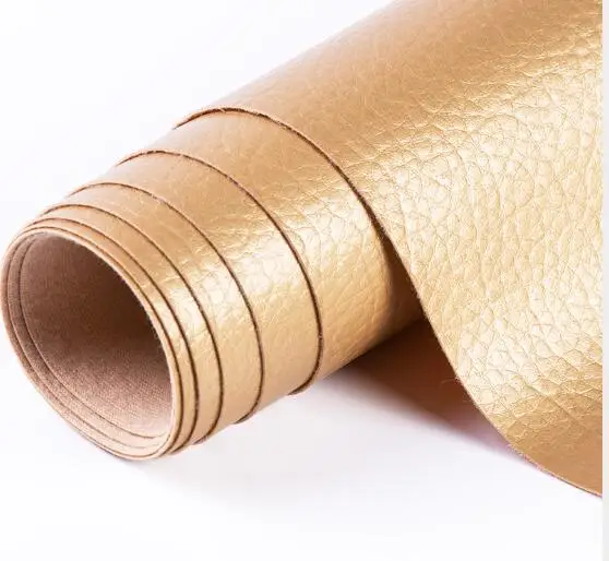 35 Gold 50*138 см Синтетическая кожа личи искусственная кожа ткань искусственная кожа ткани DIY сумка Диванный домашний декор швейный материал Однотонная искусственная искусственная кожа Ткань для шитья DIY Сумка Обувь - Цвет: 35 Gold