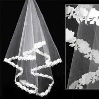 sexy yet contemporary 1 tier white wedding lace edge bridal elbow veil 2022 wedding veils