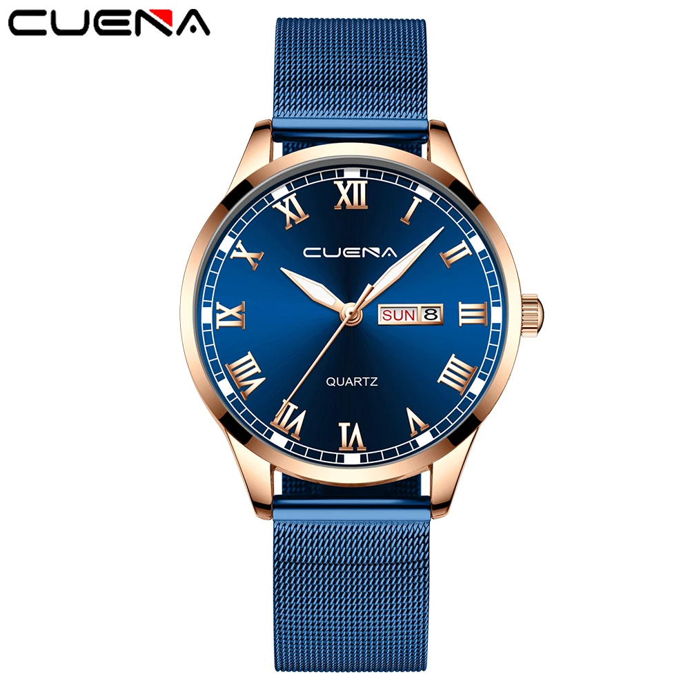 

Luxury Brand CUENA Watch Men Ultra Thin Date Male Steel Strap Date Quartz Watches Men's Wristwatch Reloj Hombre Erkek Kol Saati
